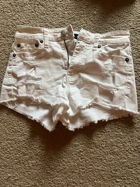 Aeropostale White Distressed Denim Cutoff Shorts
